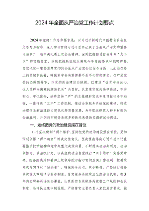 2024年全面从严治党工作计划要点.docx