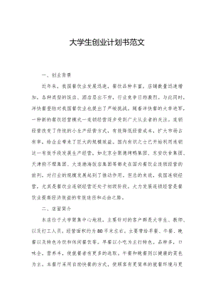 大学生创业计划书范文.docx