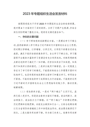 2023年专题组织生活会发言材料.docx