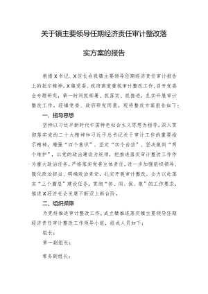 关于镇主要领导任期经济责任审计整改落实方案的报告.docx