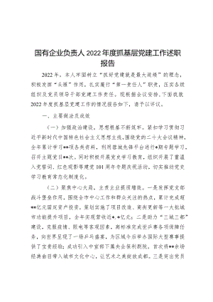国有企业负责人2022年度抓基层党建工作述职报告【 】.docx