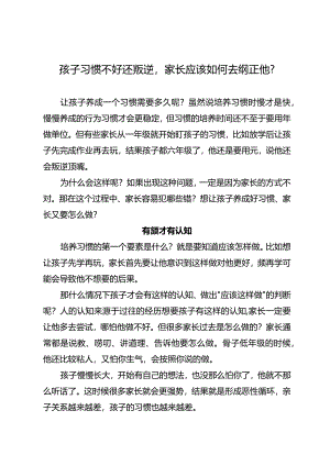 孩子习惯不好还叛逆家长应该如何去纠正他？.docx