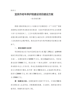 宜宾市老年养护院建设项目建设方案（征求意见稿）及起草说明.docx