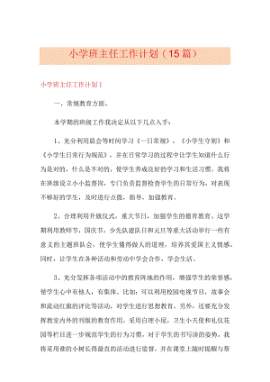 小学班主任工作计划(15篇).docx
