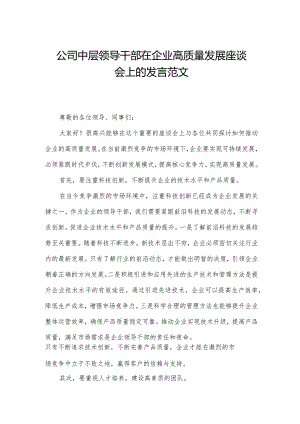 公司中层领导干部在企业高质量发展座谈会上的发言范文.docx