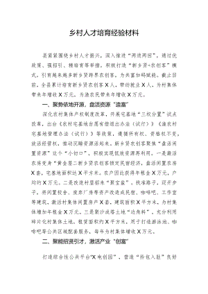乡村人才培育经验材料.docx