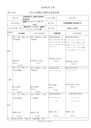 表0.0.1单元工程施工检验记录备查表1.docx