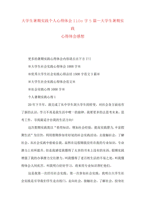 大学生暑期实践个人心得体会1100字5篇_大学生暑期实践心得体会感想.docx