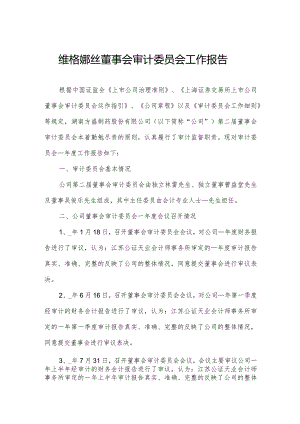 维格娜丝董事会审计委员会工作报告.docx