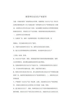 租赁单位安全生产承诺书.docx