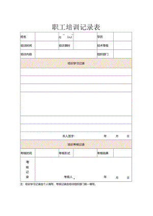 职工培训记录表.docx