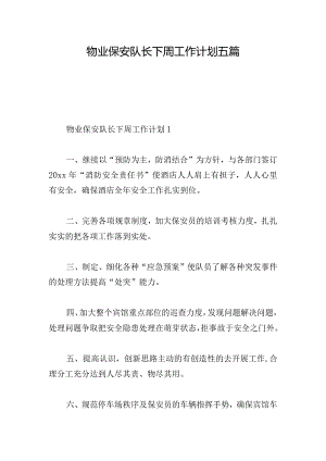 物业保安队长下周工作计划五篇.docx