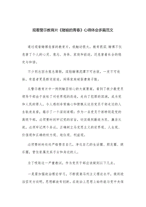 观看警示教育片《赌输的青春》心得体会多篇范文.docx