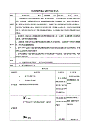 浙教版信息科技六年级下册第2课控制的形态教案.docx