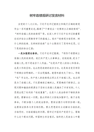 研讨发言：“树牢政绩观”专题交流材料.docx