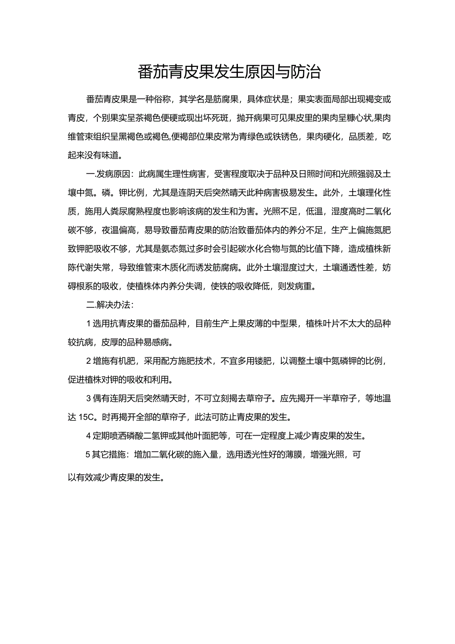 番茄青皮果发生原因与防治.docx_第1页