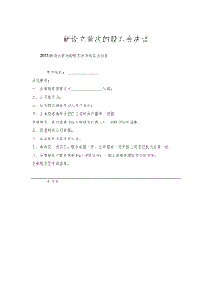 新设立首次股东会决议.docx
