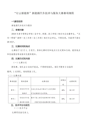机械行业职业教育技能大赛：“行云新能杯”新能源汽车技术与服务大赛赛项规程.docx