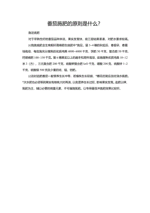 番茄施肥的原则是什么？.docx