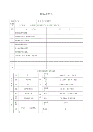 生产计划主管-岗位说明书.docx