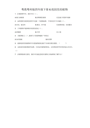 粤教版科学四年级下册6-校园里的植物练习.docx