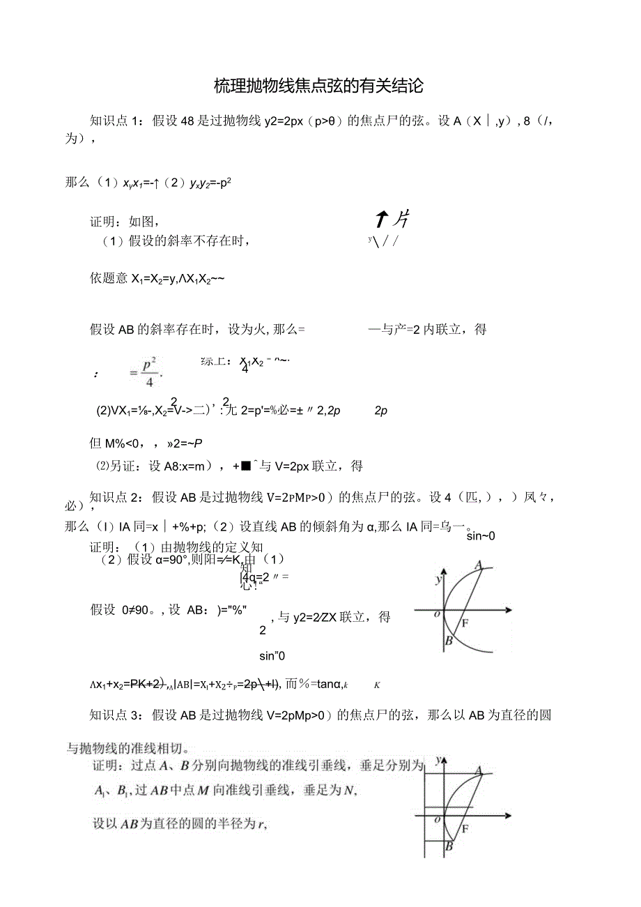 梳理抛物线焦点弦的有关结论.docx_第1页
