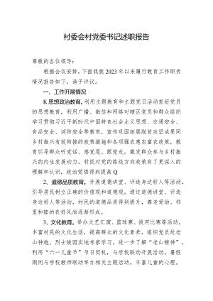 村委会村党委书记述职报告.docx