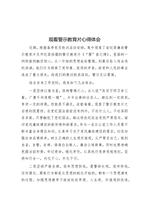 观看警示教育片心得体会&在2024年全市疾控中心改革推进会上的汇报发言.docx
