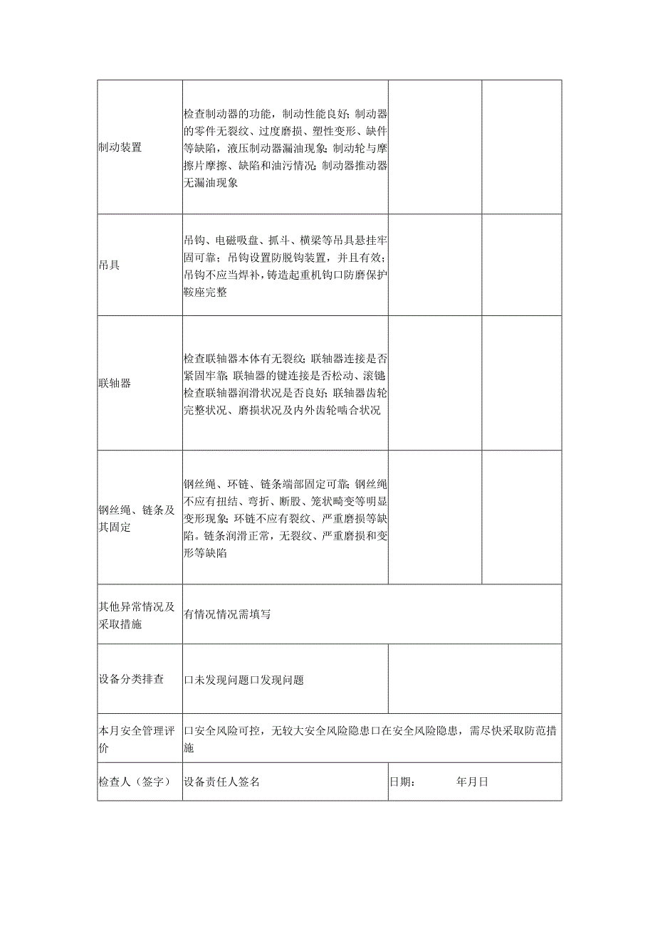 起重机械月度检查表.docx_第2页