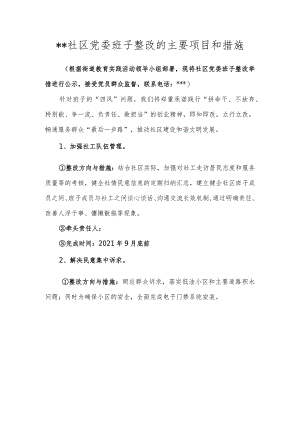 社区班子整改事项和措施.docx