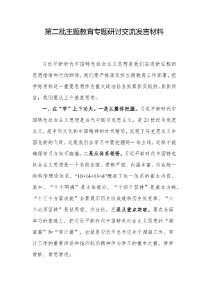 第二批主题教育专题研讨交流发言材料.docx
