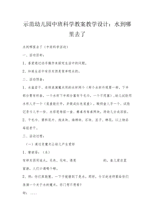 示范幼儿园中班科学教案教学设计：水到哪里去了.docx
