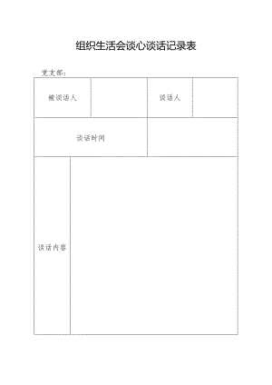 组织生活会谈心谈话记录表.docx