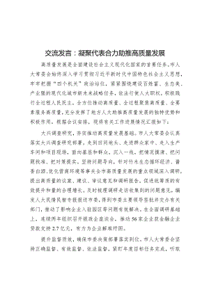 研讨发言：凝聚代表合力助推高质量发展.docx