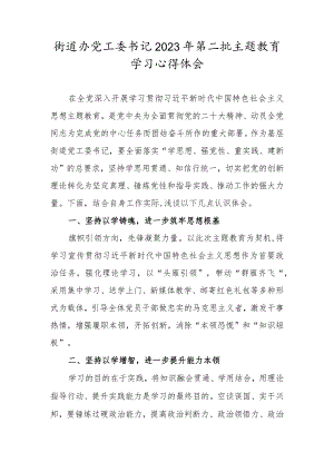 街道办党工委书记2023年第二批主题教育学习心得体会.docx