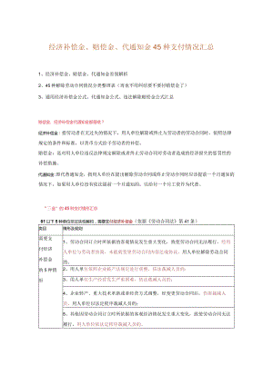 经济补偿金赔偿金代通知金45种支付情况汇总.docx