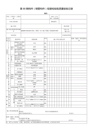 表90钢构件（钢管构件）组装检验批质量验收记录.docx