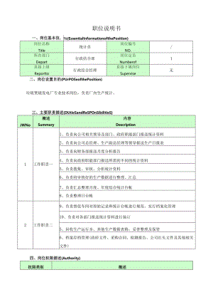 统计员岗位说明书.docx