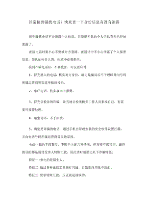 经常接到骚扰电话？快来查一下身份信息有没有泄露.docx