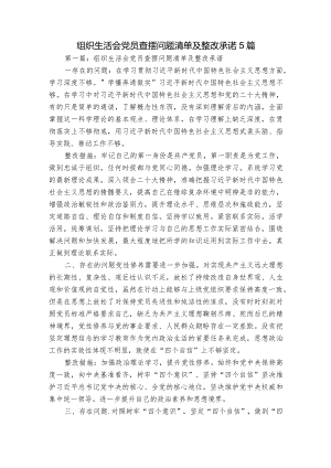组织生活会党员查摆问题清单及整改承诺5篇.docx
