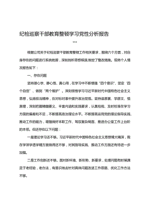 纪检巡察干部教育整顿学习党性分析报告3.docx