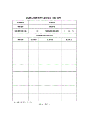 附件2：外语系课程档案验收单（教研室用）.docx