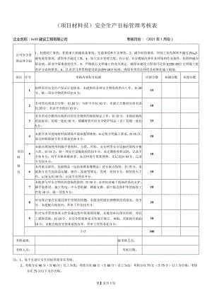 项目材料员安全生产目标管理考核表.docx
