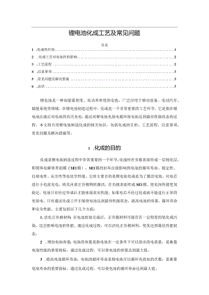 锂电池化成工艺及常见问题.docx