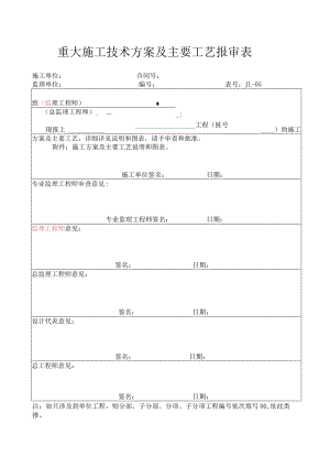 高速（公路）大施工技术方案及主要工艺报审表.docx