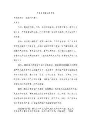 青年干部廉洁演讲稿.docx