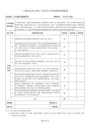 项目安全主管安全生产目标管理考核表.docx