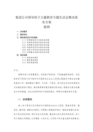 集团公司领导班子主题教育专题民主生活会整改落实方案.docx