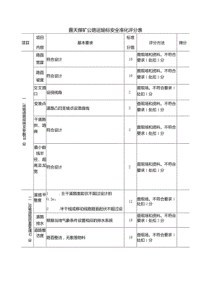 露天煤矿公路运输标安全准化评分表.docx