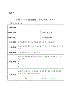 集团2023年基层党建“书记项目”“委员项目”立项书.docx